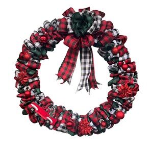 Festive Red and Green Plaid Wreath